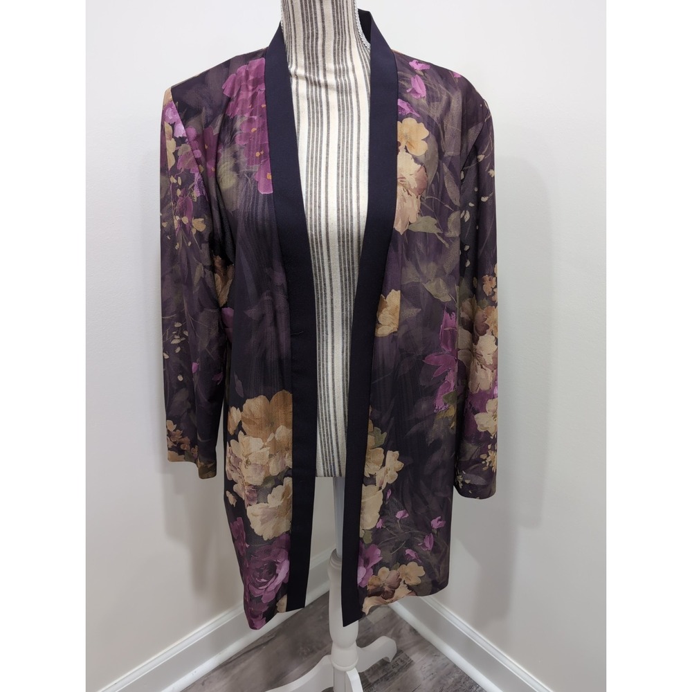 Pride & Joy Flowy Open Cardigan Womens Vintage Floral Sheer  Grandma Cottagecore